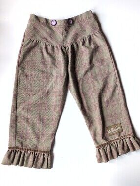 Matilda Jane Ruffle Bottom Pants Plaid Tan Girls Sz 4